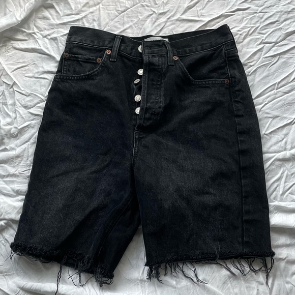 Agolde Black Denim Mid Rise 90's Short Size 24 - Picture 2 of 6